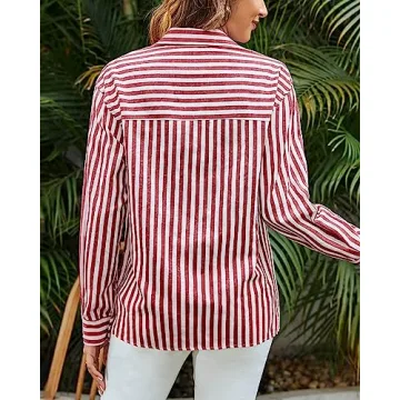 thefabland Women's Striped Long Sleeve Casual Shirt