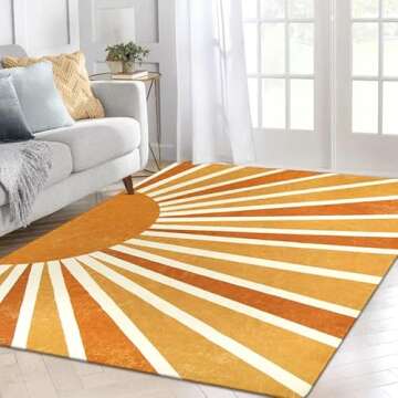 Lahome Sun Print Machine Washable Area Rugs-5x7 for Living Room, Large Non-Slip Boho Kids Nursery Throw Rug Carpet for Bedroom Entryway Dining Room Office Rug Decor (5'x7', Rainbow Sun)