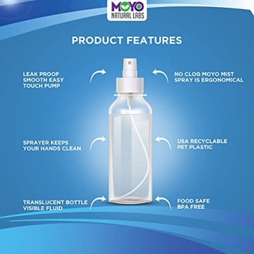 MoYo Natural Labs 8 oz BPA Free Fine Mist Spray Bottle