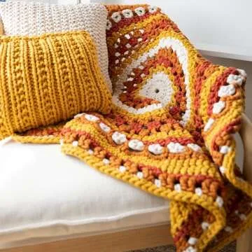 Lion Brand Yarn Cover Story Lazy Days Thick & Quick, Blanket Yarn, Amber, 1 Pack