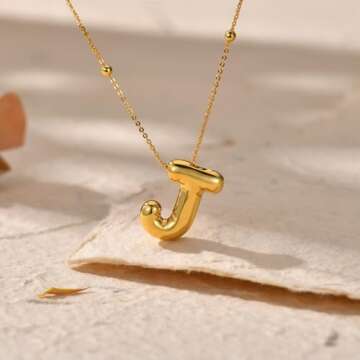 LUCA SMITH Initial Necklaces for Women, Dainty Balloon Bubble Letter Necklace, Name Letter Alphabet Pendant Layered Choker Necklaces Personalized Jewelry Gift