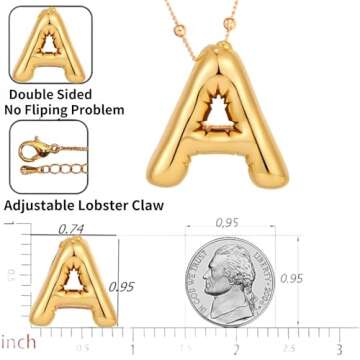LUCA SMITH Initial Necklaces for Women, Dainty Balloon Bubble Letter Necklace, Name Letter Alphabet Pendant Layered Choker Necklaces Personalized Jewelry Gift