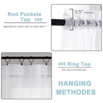 OWENIE White Sheer Curtains 84 inches Long 2 Panels Set, Sheer White Curtains for Living Room/Bedroom, Rod Pocket Voile Sheer Curtain Drapes, 2pcs, Each 42" W x 84" L