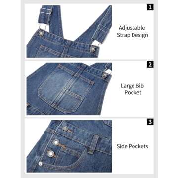 Qazel Vorrlon Denim Overalls for Women Barrel Wide Leg Bib Baggy Jeans Adjustable Denim Romper Stretch Jumpsuit Y2K Pants