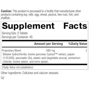 Standard Process Zypan - Digestive Health Support Supplement - HCI Supplement with Pancreatin, Betai...