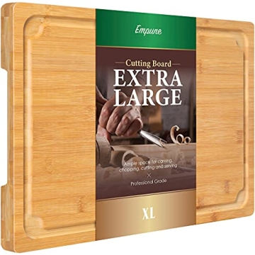 Extra Large Cutting Board, 17.6" Bamboo Cutting Boards for Kitchen with Juice Groove and Handles Kit...