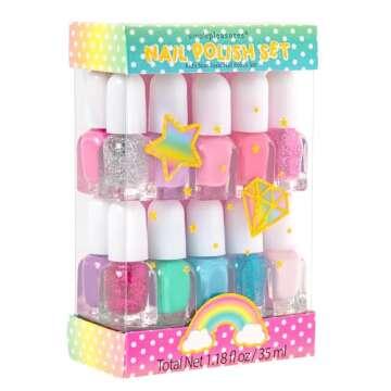 SIMPLE PLEASURES Unicorn Glitter Kids Nail Polish Set – Non-Toxic Art Kit - Gift for Girls Ages 7-...