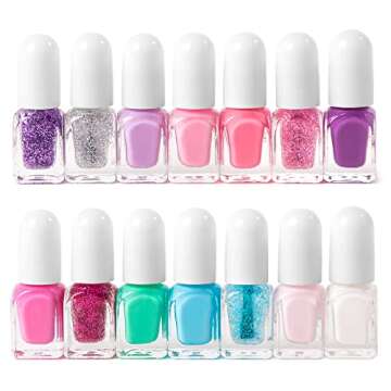 Unicorn Glitter Kids Nail Polish Set - 14 Non-Toxic Colors