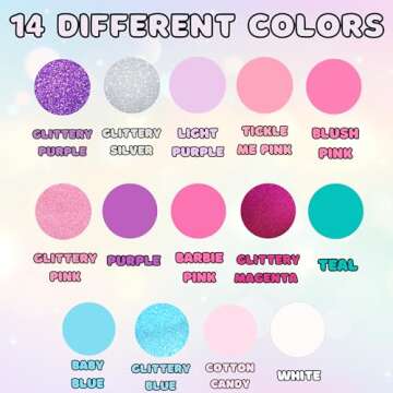 Unicorn Glitter Kids Nail Polish Set - 14 Non-Toxic Colors