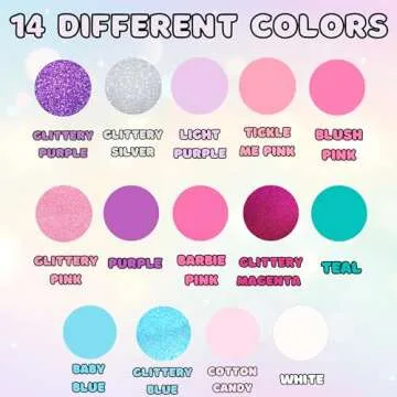 Unicorn Glitter Kids Nail Polish Set - 14 Non-Toxic Colors