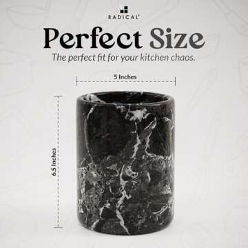 Radicaln Marble Utensil Holder 6.5" Kitchen Accessory