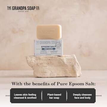 Grandpa Soap Co. Epsom Salt Bar Soap - Vegan Cleanser, 3 Pack