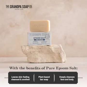 Grandpa Soap Co. Epsom Salt Bar Soap - Vegan Cleanser, 3 Pack