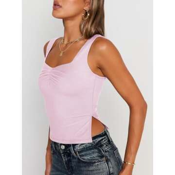 Trendy Queen Womens Going Out Crop Tops Backless Tank Tops Summer Y2k Teen Girls Basics Cute Clothes Pink XS
