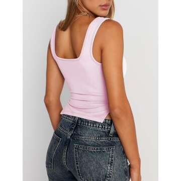 Trendy Queen Womens Going Out Crop Tops Backless Tank Tops Summer Y2k Teen Girls Basics Cute Clothes Pink XS
