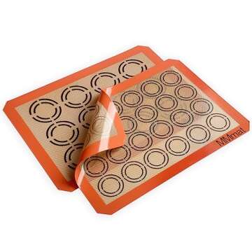 MMmat Silicone Baking Mats - Best German Silicone - Non Slip Silicone Baking Sheet, Non Stick Reusab...