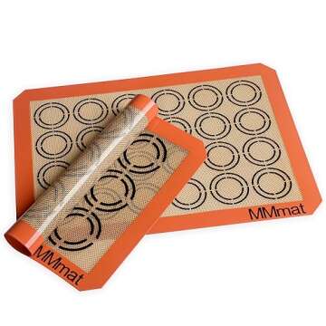 MMmat Silicone Baking Mats - Best German Silicone - Non Slip Silicone Baking Sheet, Non Stick Reusable Silicone Mats for Baking, Oven Liner, Counter Mat - 2 Half Sheets Cookie Baking Mats
