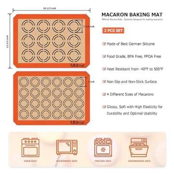 MMmat Silicone Baking Mats - Best German Silicone - Non Slip Silicone Baking Sheet, Non Stick Reusable Silicone Mats for Baking, Oven Liner, Counter Mat - 2 Half Sheets Cookie Baking Mats