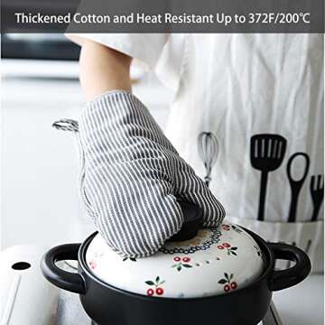 4Pcs Oven Mitts and Pot Holders, Heat Resistant Oven Mitts Set with Pothholder,Heat Resistant Microw...