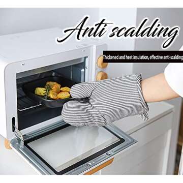 4Pcs Oven Mitts and Pot Holders, Heat Resistant Oven Mitts Set with Pothholder,Heat Resistant Microwave Gloves Safe for Baking,Cooking, BBQ