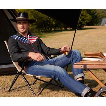 COOFANDY Men's American Flag Shirts Casual Long Sleeve Cowboy Shirts for Men (Large, Black)