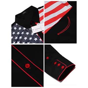 COOFANDY Men's American Flag Shirts Casual Long Sleeve Cowboy Shirts for Men (Large, Black)