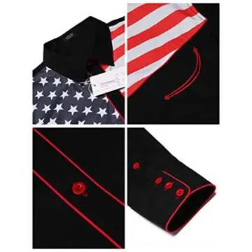 COOFANDY Men's American Flag Shirts Casual Long Sleeve Cowboy Shirts for Men (Large, Black)
