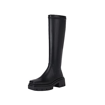 Vivianly Women's Chunky Heel Knee-High Boots for Style