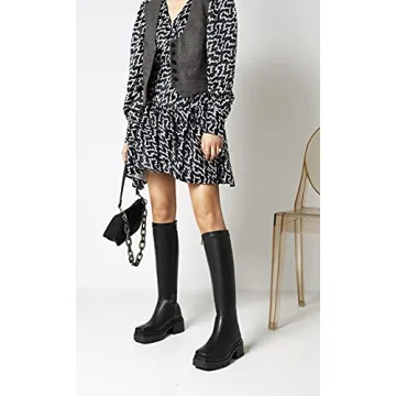 Vivianly Women's Chunky Heel Knee-High Boots for Style