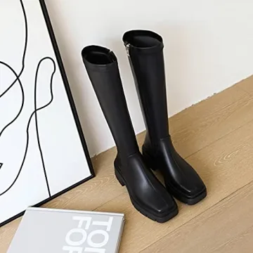 Vivianly Women's Chunky Heel Knee-High Boots for Style