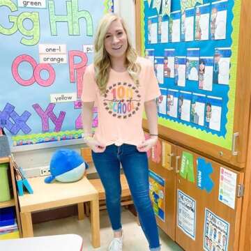 100 Days of School Shirt Teacher Happy 100th Day of School Tshirt Women Casual Teacher Life Tee Tops...