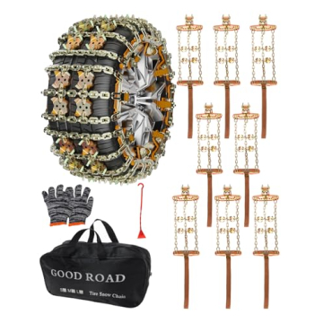 KYX Tire Chains for Car/SUV/Pickup Truks, Adjustable Universal Emergency Snow Chains for Tire, 8.7-1...