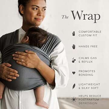Solly Baby Wrap Carrier, for Newborn to Toddler 8-25 Lbs., Buttery-Soft & Lightweight Fabric, Reduce Infant Crying & Increase Connection, Postpartum Essential, Gifts for New Mom, Registry Must-Have