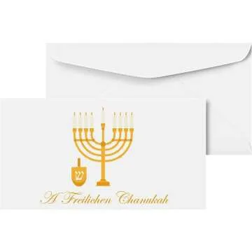 Freilichen Chanukah 25 Pack Envelopes for Cash Gifts