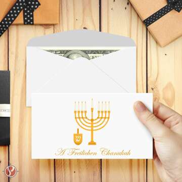Freilichen Chanukah 25 Pack Envelopes for Cash Gifts