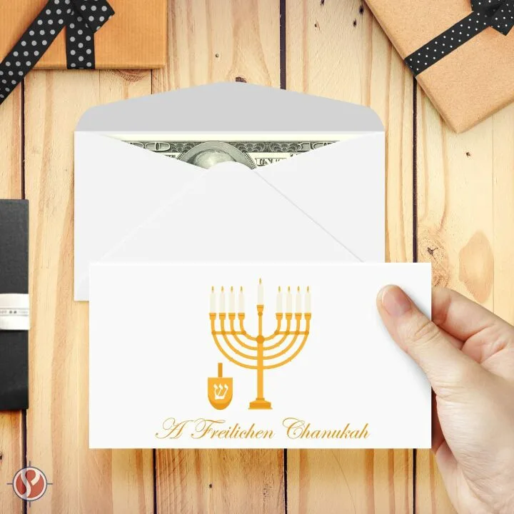Freilichen Chanukah 25 Pack Envelopes for Cash Gifts