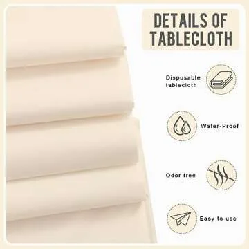 Eleclassi Ivory 12 Pack Premium Disposable Plastic Tablecloth 54 x 108 in - Plastic Table Cloths for Parties Disposable Tablecloth for Rectangle Tables Up to 8 Ft - Rectangle Tablecloth
