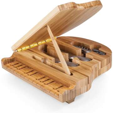 TOSCANA Bamboo Cheese Board & Knife Set for Charcuterie