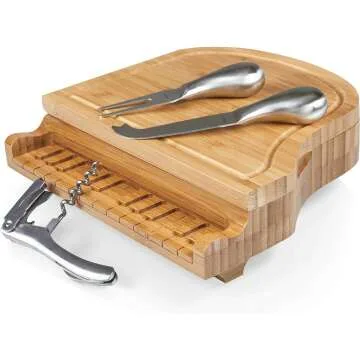 TOSCANA Bamboo Cheese Board & Knife Set for Charcuterie