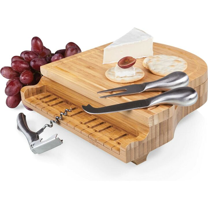 TOSCANA Bamboo Cheese Board & Knife Set for Charcuterie