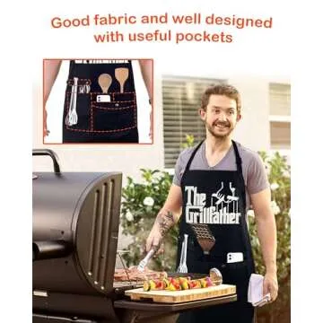 Funny Cooking Chef Apron for Men with Pockets BBQ Kitchen Work Aprons Birthday Father's day Creative...