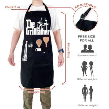 Funny Cooking Chef Apron for Men with Pockets BBQ Kitchen Work Aprons Birthday Father's day Creative Gifts