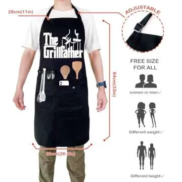 Funny Cooking Chef Apron for Men with Pockets BBQ Kitchen Work Aprons Birthday Father's day Creative Gifts