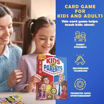 Kids VS Parents - Family Game for Kids 4-12 | Games for Family Game Night | Fun Kids Card Games with 200 Conversation Starter Cards for 10-90 Minutes Play Time
