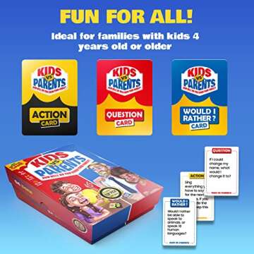 Kids VS Parents - Family Game for Kids 4-12 | Games for Family Game Night | Fun Kids Card Games with 200 Conversation Starter Cards for 10-90 Minutes Play Time