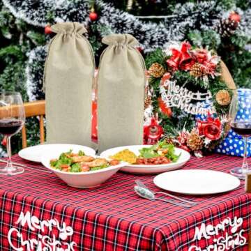 Shintop 10pcs Jute Wine Bags 1.5L, 16 x 6.7 inches Hessian Wine Bottle Gift Bags with Drawstring (Brown)