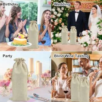 Shintop 10pcs Jute Wine Bags 1.5L, 16 x 6.7 inches Hessian Wine Bottle Gift Bags with Drawstring (Brown)