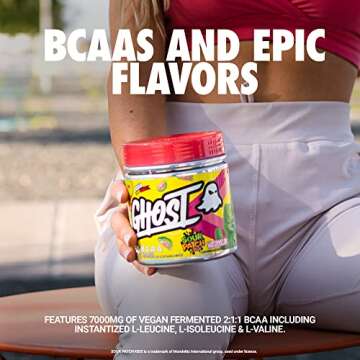 GHOST BCAA Powder Amino Acids Supplement, Sour Patch Kids Blue Raspberry - 30 Servings - Sugar-Free ...