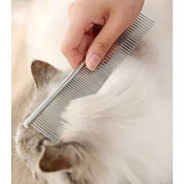 Maxshop Dog Grooming Scissors with Safety Round Tips, Heavy Duty Titanium Pet Grooming Trimmer Kit, Professional Thinning Shears, Curved Scissors with Comb for Dogs and Cats (Set of 3)