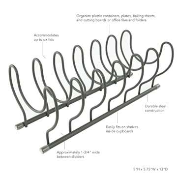 Spectrum Diversified Euro Kitchen Lid Organizer for Plates, Cutting Boards Bakeware, Cooling Racks, ...